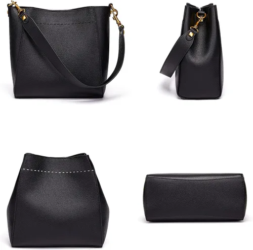 Vista 6 de Bolso de mano de cuero para mujer, bolso de hombro y bolsos de mano