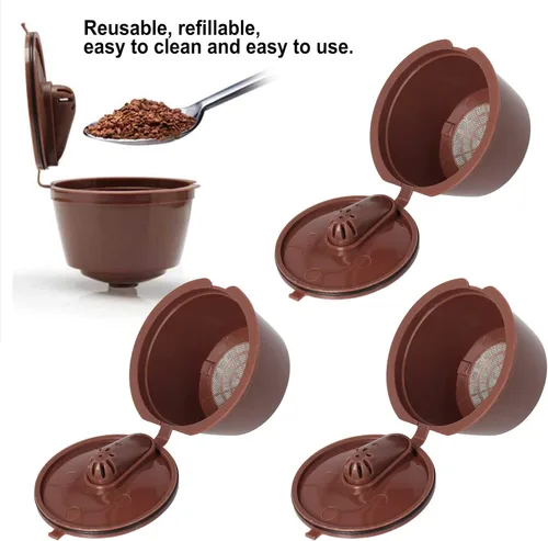 Vista 4 de Juego de cápsulas de café reutilizables para Dolce Gusto, recargable, fácil de, gran herramienta para cafetera (1.7-3.4 fl oz)