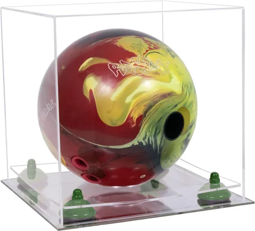 Vista 83 de Better Display Cases Acrylic Bowling Ball Display Case with Mirror Case, Yellow Risers and Clear Base (B33/A028)