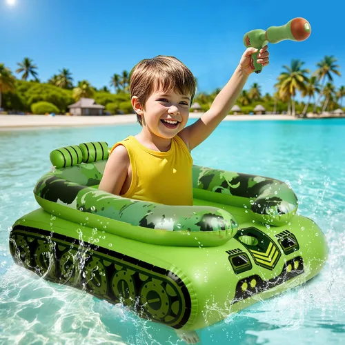 Vista 2 de Flotadores inflables de piscina para niños, juguetes de piscina con cañón de agua, balsas flotantes, lago, playa, fiesta, piscina, juguetes