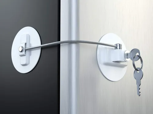 Vista 10 de MUIN Cerradura de refrigerador de alta seguridad con llave, cerradura de puerta de refrigerador mini para niños y adultos, cerradura multifuncional