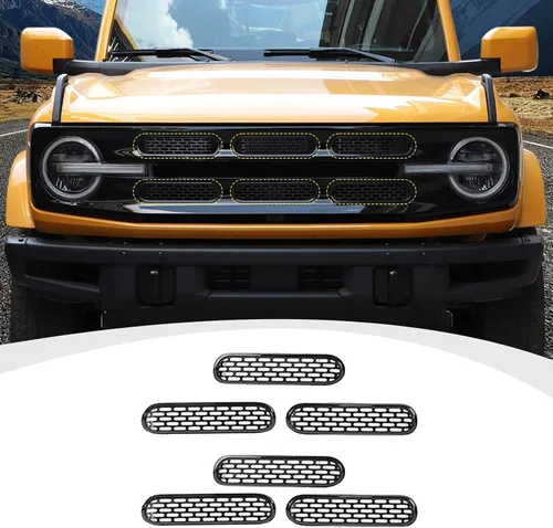 Vista 10 de RAZPOY Para insertos de parrilla de malla Bronco, 6 piezas de cubierta protectora de rejilla frontal con clip compatible con accesorios exteriores
