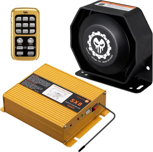 Vista 11 de Kit de sistema de altavoces de sirena de policía PA, sirena de advertencia de emergencia 12V 200W 125-145dB con control remoto con micrófono de mano