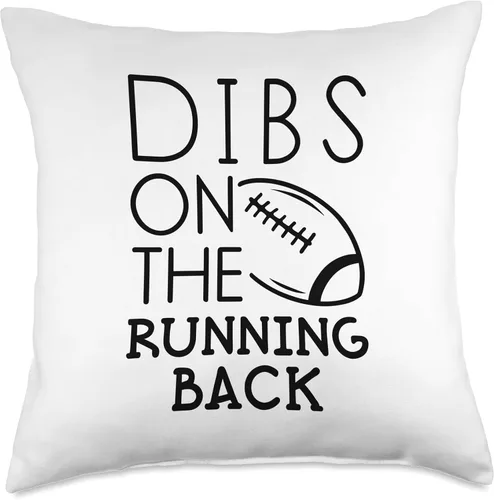 Vista 4 de Funny Football Season Tees Dibs On The Running Back Football Wife Girlfriend Girl RB QB Throw Pillow, 16x16, Multicolor