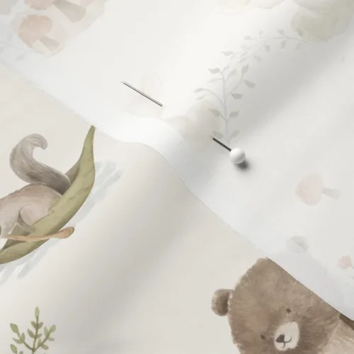 Vista 5 de Spoonflower Tela - Woodland Baby Forest Animales Ciervos Oso Fox Neutral Vintage Primavera Impreso en Tela de Gasa Cuarto Grasa - Costura Ropa