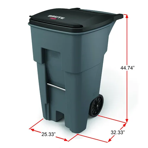 Vista 3 de Rubbermaid Commercial Products FG9W2173BLUE Brute Rollout - Basurero con ruedas de alta resistencia, 65 galones, azul