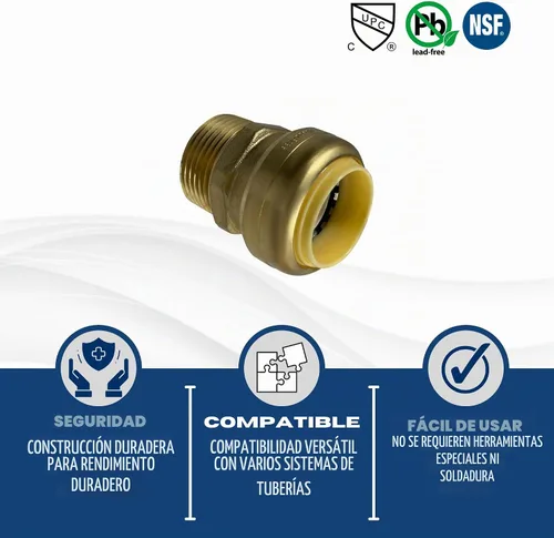 Vista 5 de 1 adaptador NPT macho de 1 pulgada de ajuste a presión x 1 pulgada
