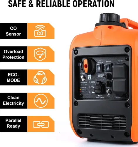 Vista 3 de Generador inversor portátil GK 1600W, bajo nivel de ruido para acampar, 26
