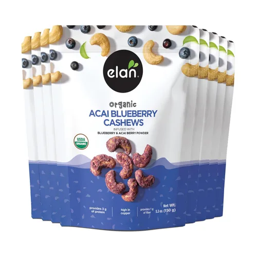 Vista 8 de Elan Anacardos Orgánicos de Acai y Arándano, 5.3 oz, Sin OGM, Veganos, Sin Gluten, Kosher, Nueces Glaseadas