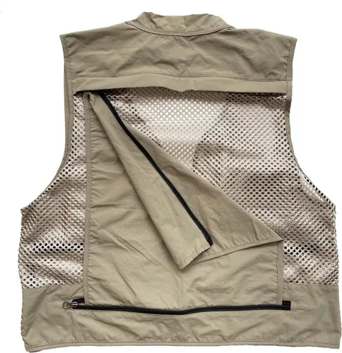 Vista 5 de Chaleco de malla transpirable con múltiples bolsillos para hombre, viajeros al aire libre, pesca con mosca, fotografía