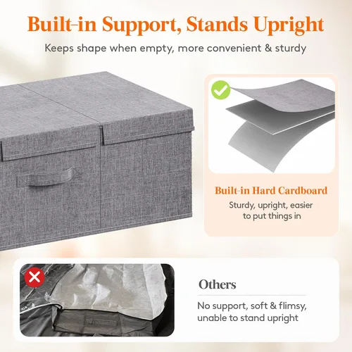 Vista 4 de Lifewit Cajas de Almacenamiento Debajo de la Cama de 80L, Organizador de Almacenamiento para Ropa Debajo de la Cama de 9.8 Pulgadas de Altura
