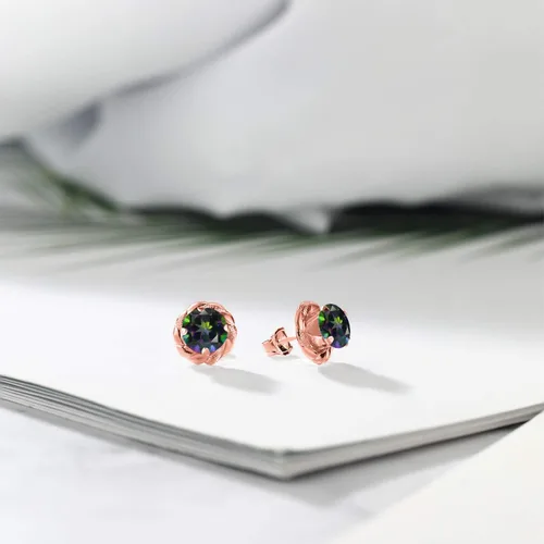 Vista 309 de Gem Stone King Aretes de plata de ley 925 de 0.236 in con piedra natal redonda para mujer
