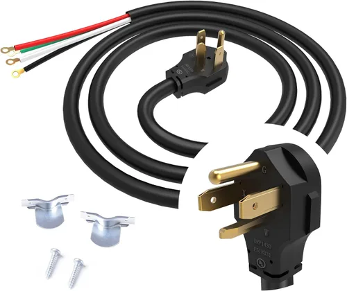 Vista 12 de TOPDC Cable de secado de 3 clavijas, cable de alimentación de electrodomésticos de 30 amperios y 5 pies, NEMA 10-30P a 3 cables con conectores