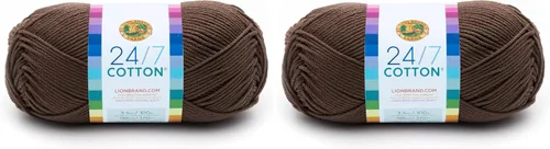 Vista 13 de Lion Brand Yarn - Hilo ligero 24/7 de algodón para tejer, hacer ganchillo y manualidades, Ámbar, paquete de 1 Light Worsted 100% Mercerized Cotton