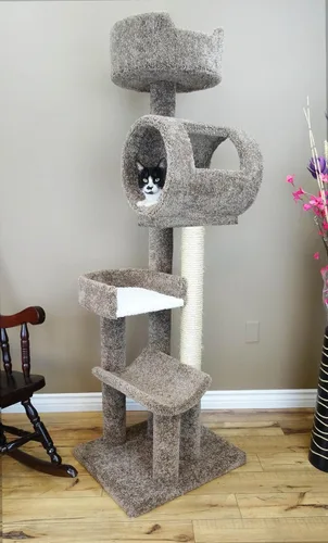 Vista 7 de New Cat Condos 140003 - Torre de Escalada para Gatos Árbol para Gatos de Madera Maciza, Beige