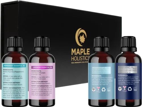 Vista 5 de Aceites esenciales para dormir para difusor, juego de regalo de aceites esenciales de aromaterapia de alta calidad con 4 aceites esenciales