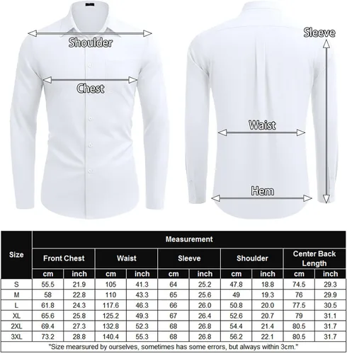 Vista 6 de COOFANDY Camisa de manga larga con botones para hombre, casual, sin doblar, ajuste regular, Oxford