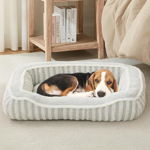 Vista 12 de Cama extra pequeña para perros y gatos, felpa de lujo, cómoda y duradera, lavable, rectangular, parte inferior antideslizante, tamaño 19 x 16 Gris