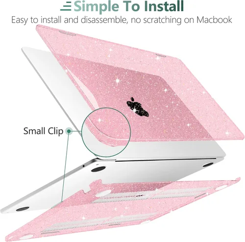 Vista 3 de TWOLSKOO Compatible con funda para MacBook Air M4 de 15 pulgadas versión 2025-2023 M4 A3241 M3 A3114 M2 A2941, carcasa rígida de plástico y rosado