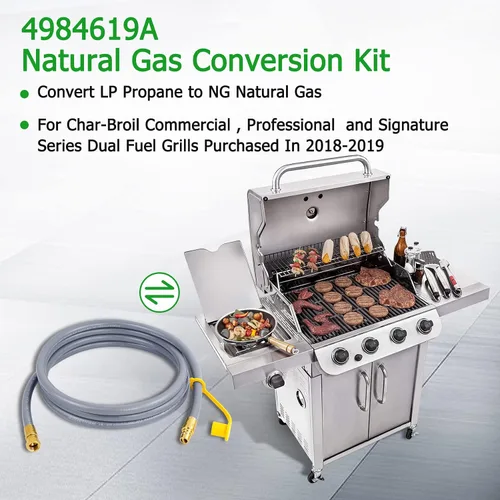 Vista 7 de Kit de conversión de gas natural 4984619A mejorado, compatible con parrillas de combustible dobles Char-Broil de la serie comercial, profesional