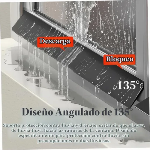 Vista 4 de Burlete para puertas – Protector de goteo autoadhesivo para ventana, ángulo de 135°, barrera de agua de goma negra a prueba de fugas para el hogar
