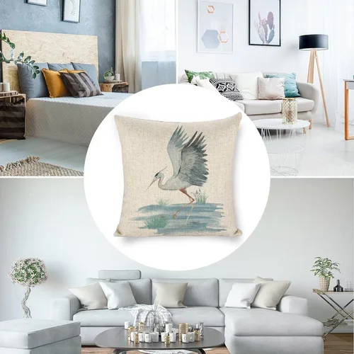 Vista 5 de Fundas de Almohada de Lino con Estampado de Bailarinas Azules en Costa 18x18 para Sofá, Almohada Decorativa para Sofá, Exterior