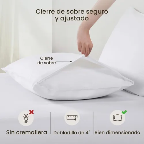 Vista 4 de California Design Den Juego de 2 fundas de almohada de 100 % algodón orgánico tamaño Queen/estándar, suaves y nítidas fundas de almohada de algodón