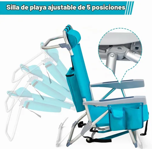 Vista 4 de Silla de playa plegable, silla de camping portátil, silla de playa baja, mochila ligera, silla de campamento plegable para camping, playa, picnic 5