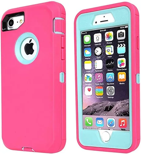 Vista 16 de Funda para iPhone 8 y iPhone 7, resistente, con función atril, protector de pantalla integrado, 4 en 1, fuerte y resistente a prueba de golpes