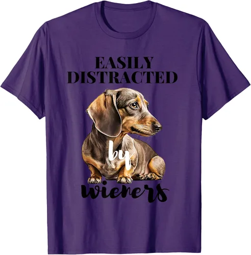 Vista 44 de Easy Distracted By Wieners Dachshund - Camiseta divertida para perro Weiner, Azul