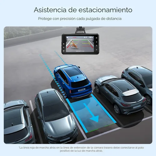 Vista 5 de AZDOME M01 Dual Dash Cam frontal y trasera con tarjeta gratuita de 64 GB, cámara de tablero dual de pantalla de 3" para automóvil, G-Sensor ADAS