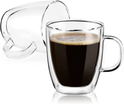 Vista 7 de Liuruiyu Tazas de expreso, juego de 2 tazas de café expreso de doble pared (5.5 onzas, 5.4 fl oz)