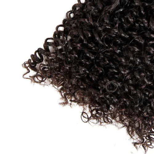Vista 5 de ISEE Extensión de cabello malayo 100% virgen sin procesar, rizado profundo, color negro natural que puede ser teñido, 10 pulgadas 100% Malaysian
