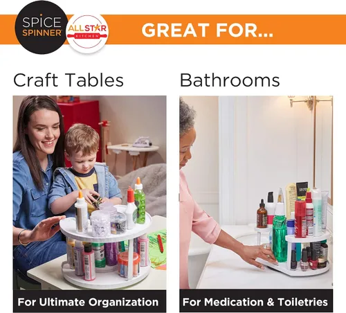 Vista 6 de Allstar Innovations Organizador de especias con dos niveles y soporte que ahorra espacio, mantiene todo ordenado y al alcance con mesas giratorias