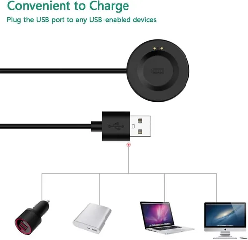 Vista 4 de Cargador USB compatible con iTECH Fusion 2/iTECH Fusion 3 Smartwatch, cable de carga de repuesto de 3.3 pies para reloj inteligente iTECH Fusion 3