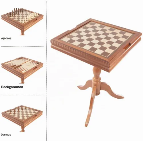 Vista 4 de Trademark Games - Mesa de juego reversible con tablero de ajedrez y backgammon - Muebles de sala