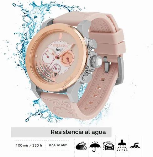 Vista 2 de MULCO Luxury Waterproof Watch for Women - Rose Gold Stainless Steel Analog Frost (Beige)