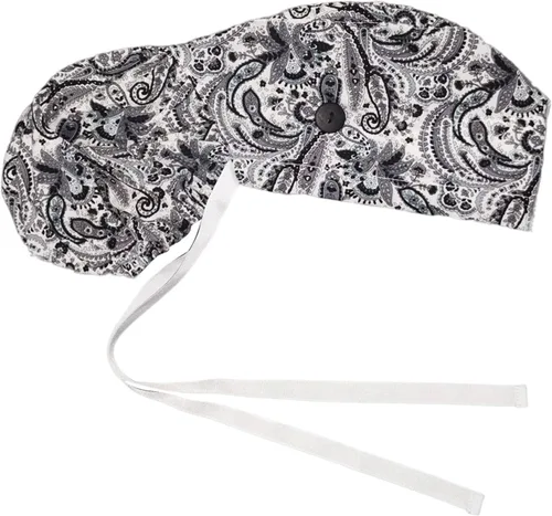 Vista 12 de Gorra médica con botones – Gorro de algodón con banda para el sudor, lazo trasero ajustable para cola de caballo
