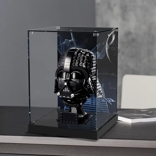 Vista 6 de Vitrina de acrílico para Lego 75304 Star Wars Darth Vader casco de cabeza negra modelo de bloque de construcción (solo caja, sin modelo), caja