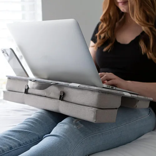 Vista 6 de LAPGEAR Escritorio elevado: mármol blanco, se adapta a portátiles de 15.6" Blanco mármol