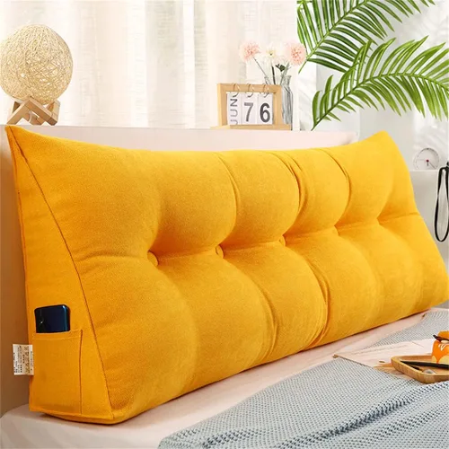 Vista 9 de Almohada triangular para cabecero, cojín triangular de color sólido, almohada de lectura, almohada de algodón con cuña de soporte de posicionamiento