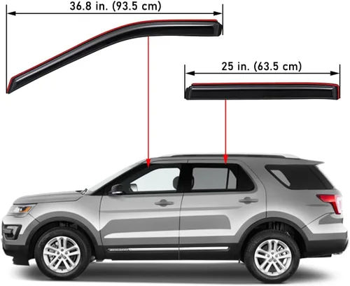 Vista 2 de Lightronic Visera de ventana de ventilación automática con clip extra duradero, compatible con Ford Explorer 2011-2019, protección UV, deflector