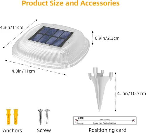 Vista 8 de Lacasa Solar Deck Lights, 4 Pack Dock Step Driveway Pathway Garden Lights Cool White & Warm White