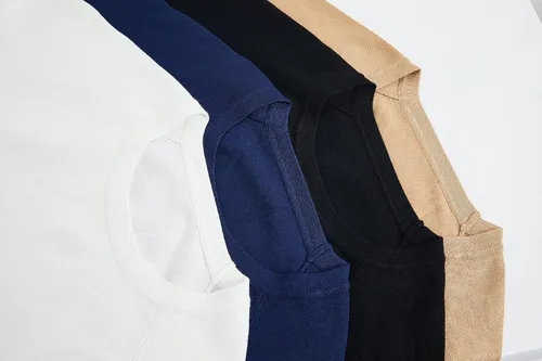 Vista 5 de Runcati Camiseta casual para hombre, elástica, de manga corta, de punto, de ajuste delgado, cuello redondo, suéter básico sólido