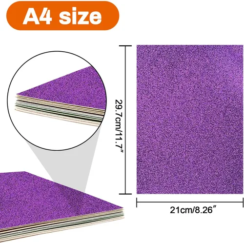 Vista 2 de Sukh 20 piezas de papel de cartulina con purpurina, papel de cartulina con purpurina A4, grueso, para manualidades, Halloween, Navidad, San