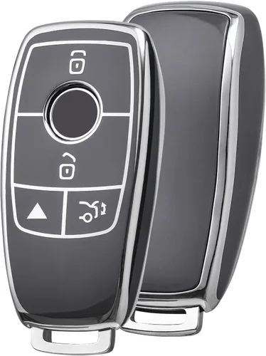 Vista 9 de ELOHEI Funda para llavero de protección de 360° de TPU suave premium para Mercedes Benz E Línea azul y negra