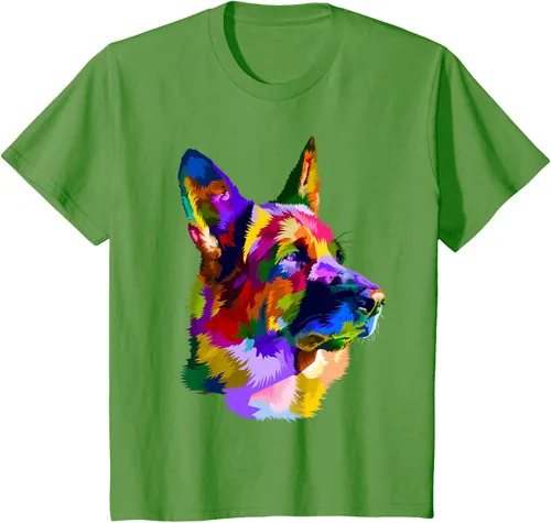 Vista 94 de Camiseta con retrato de pastor alemán para dueños de perros, Negro, S