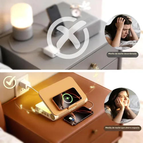 Vista 7 de Vivilumens Altavoz Bluetooth de carga inalámbrica 5 en 1 altavoz fuerte para adultos adolescentes forma de libro estética amanecer luz de despertar