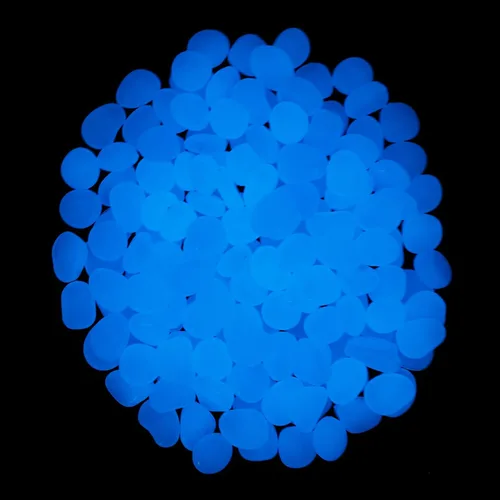 Vista 3 de Oubest Piedras que brillan en la oscuridad que brillan en la oscuridad, piedras decorativas azules a granel para jardín, pecera, acuario, pasarela