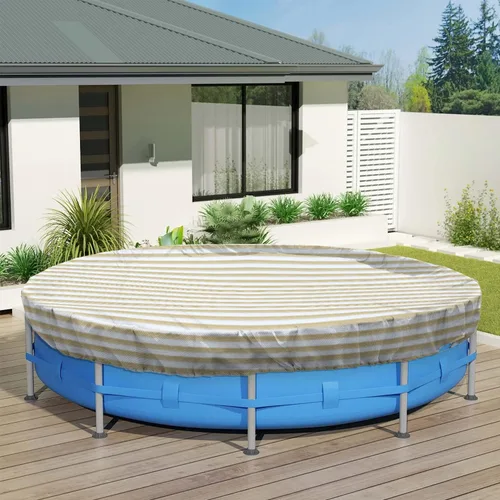 Vista 12 de ECOOPTS Cubierta redonda impermeable de poliéster para piscinas sobre el suelo, protector de cubierta de piscina de invierno (6 pies, turquesa)